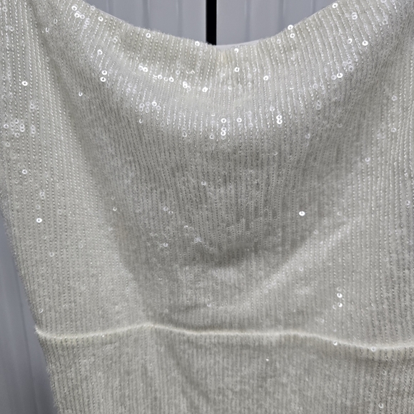 Express Cocktail & Party Sequin Cowl Neck Asymmetrical Hem Midi Dress - Picture 4 of 10